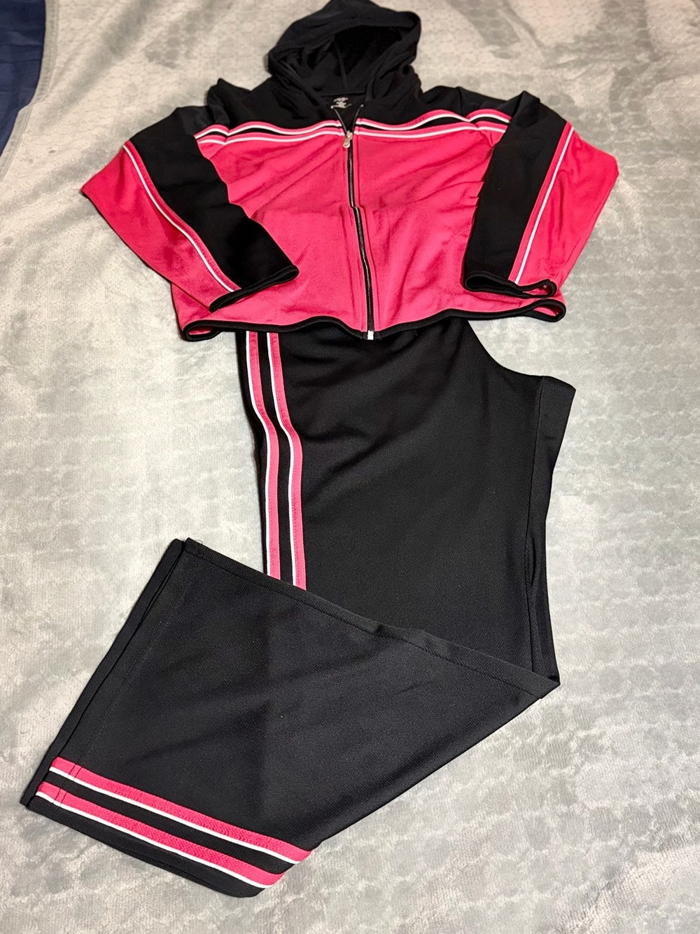 Women’s Black & Pink Two-Piece Active Set - Zip Hoodie & Track Pants